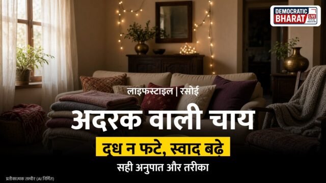 कुल्हड़ में भाप उठती अदरक वाली चाय का प्रतीकात्मक चित्र