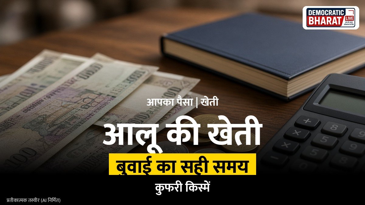 खेत में मेड़ों पर उगती आलू की फसल का प्रतीकात्मक चित्र