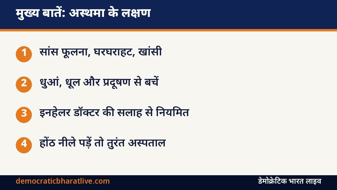 मुख्य बातें: अस्थमा के लक्षण और बचाव बताने वाला ग्राफिक