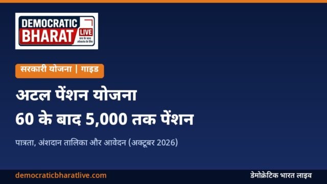 अटल पेंशन योजना की पात्रता और पेंशन राशि बताने वाला डेमोक्रेटिक भारत लाइव का ग्राफिक