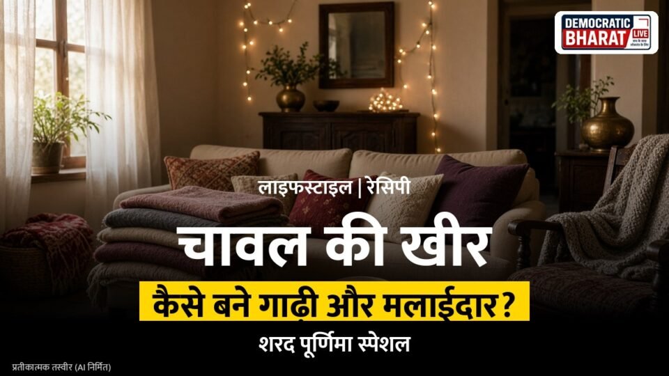 कटोरी में मेवों से सजी चावल की खीर का प्रतीकात्मक चित्र