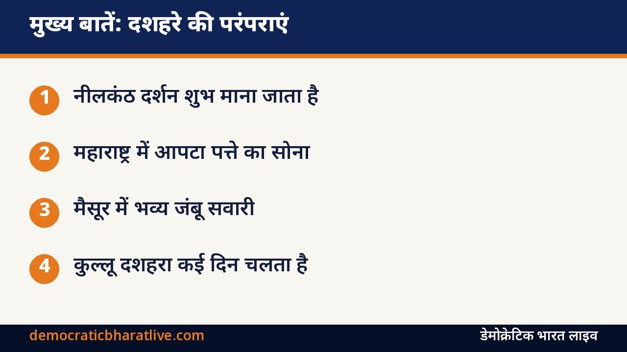 मुख्य बातें: दशहरे की अलग-अलग परंपराओं की जानकारी देने वाला ग्राफिक