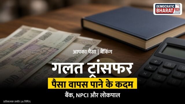 मोबाइल पर पैसे भेजते समय चिंतित व्यक्ति का प्रतीकात्मक चित्र