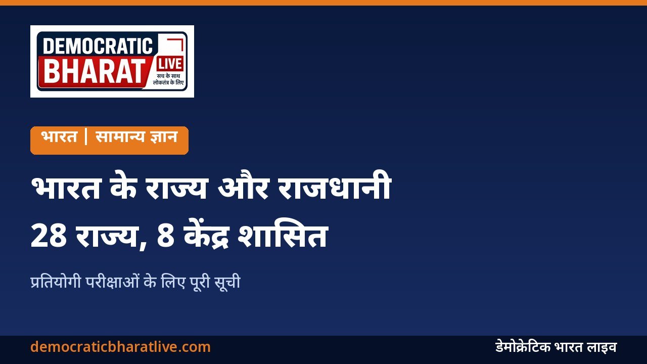 भारत के राज्यों और राजधानियों की सूची बताने वाला ग्राफिक