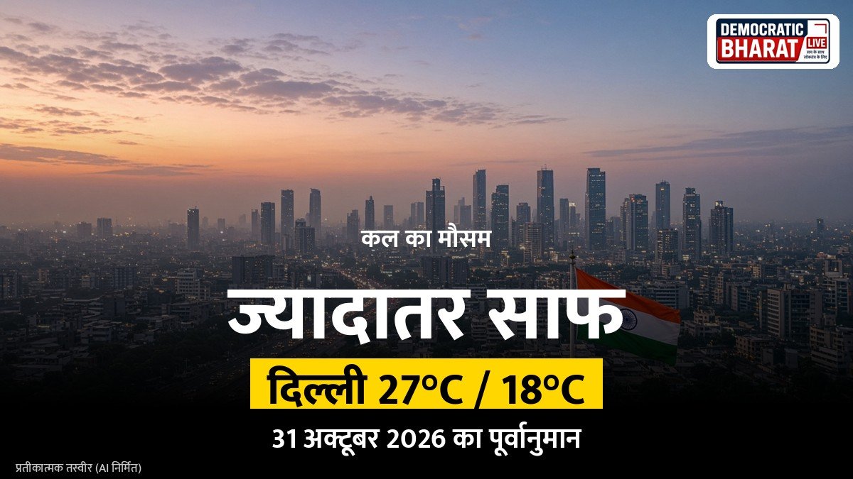 कल का मौसम 31 अक्टूबर 2026: दिल्ली में 27°C, लखनऊ, पटना, मुंबई समेत 18 शहरों का पूर्वानुमान