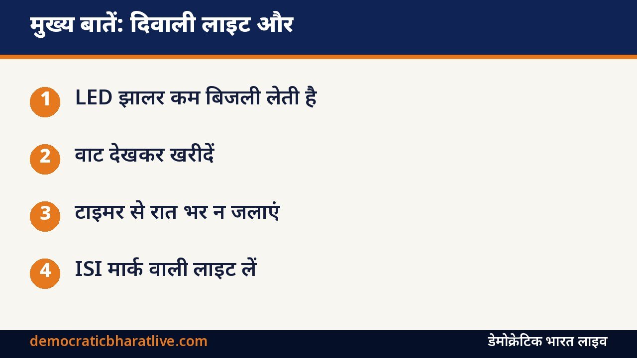 मुख्य बातें: दिवाली लाइट और बिजली बिल बचाने की जानकारी का ग्राफिक