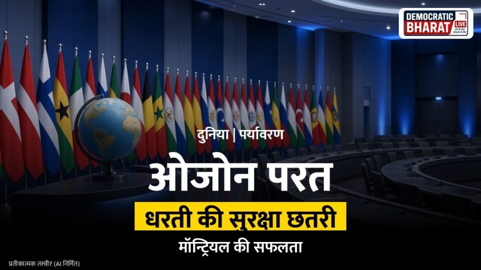 धरती के ऊपर वायुमंडल की परत का प्रतीकात्मक चित्र