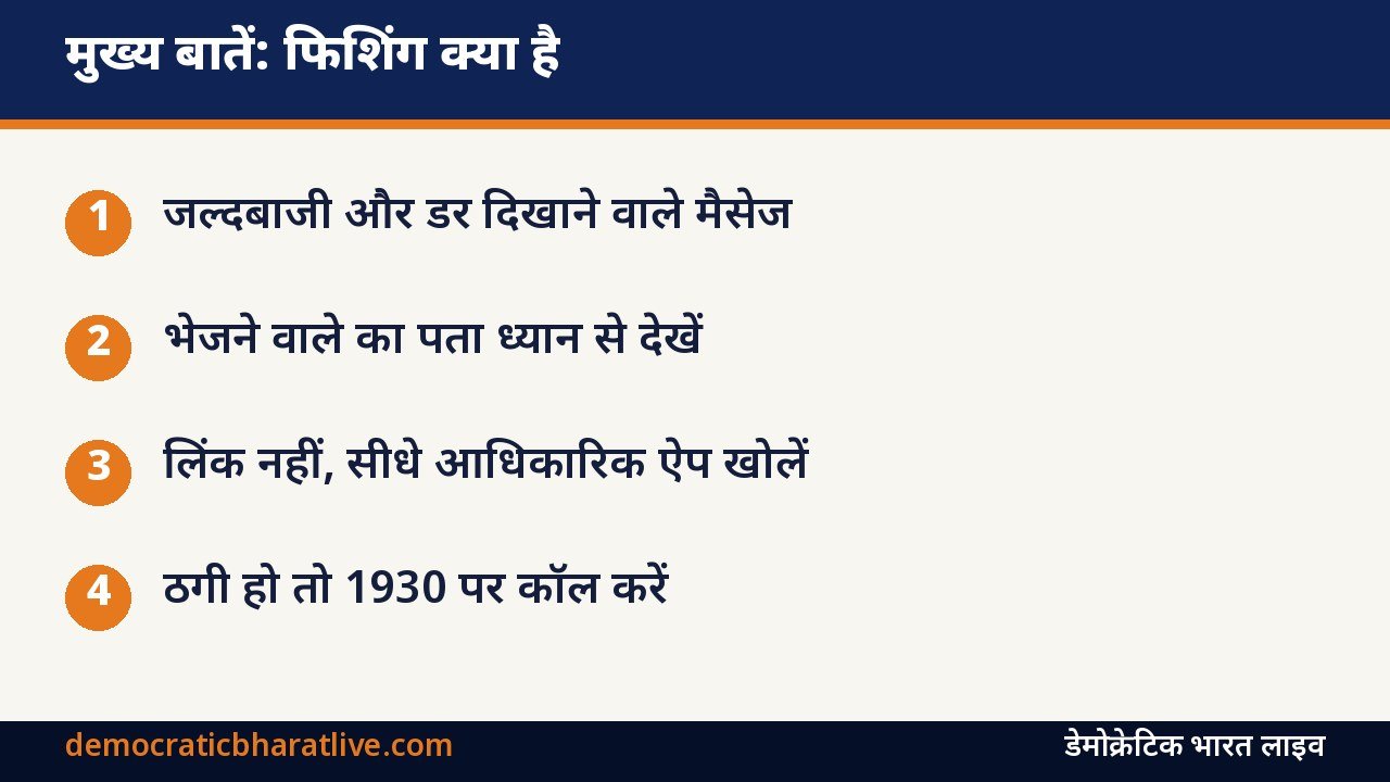 मुख्य बातें: फिशिंग ईमेल और SMS पहचानने के तरीके बताने वाला ग्राफिक