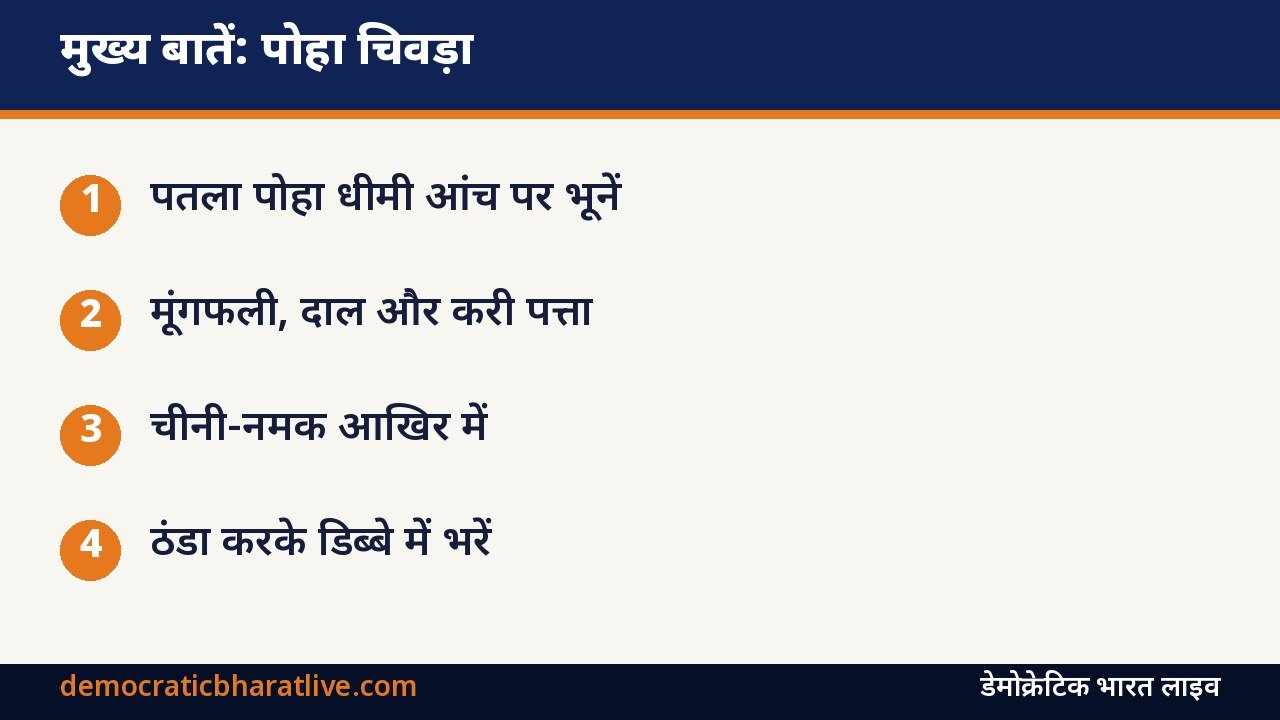 मुख्य बातें: पोहा चिवड़ा नमकीन बनाने की रेसिपी का ग्राफिक