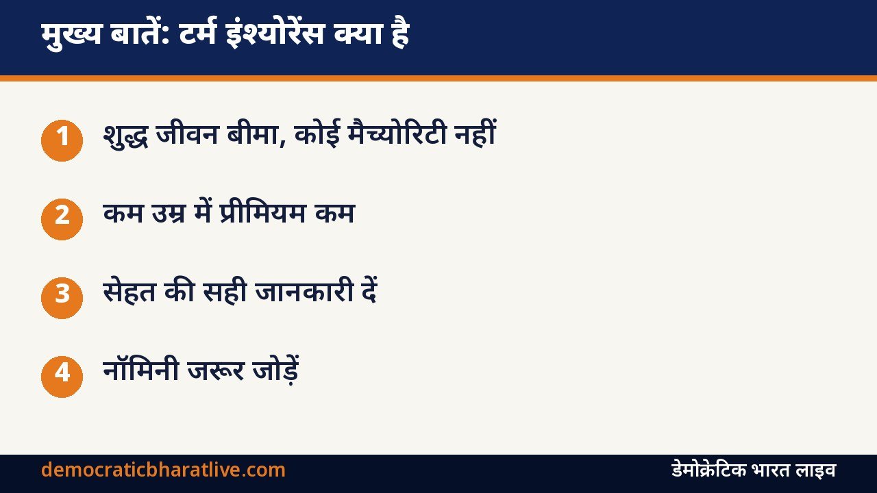 मुख्य बातें: टर्म इंश्योरेंस से जुड़ी जरूरी बातें बताने वाला ग्राफिक