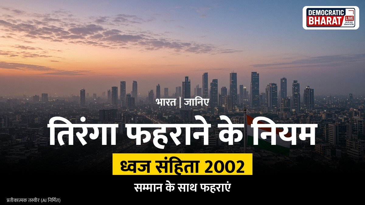 नीले आसमान में लहराते तिरंगे का प्रतीकात्मक चित्र