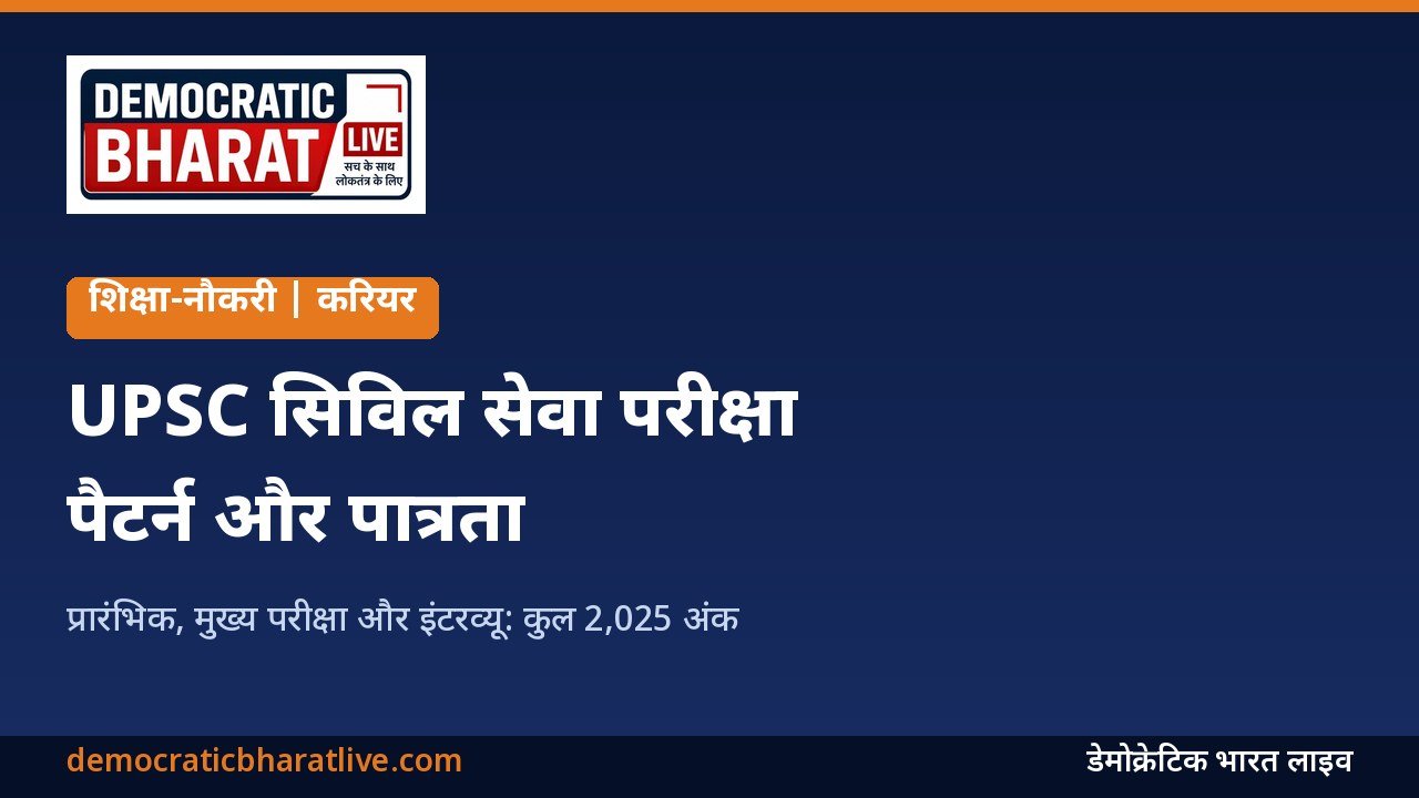 UPSC सिविल सेवा परीक्षा का पैटर्न बताने वाला डेमोक्रेटिक भारत लाइव का ग्राफिक