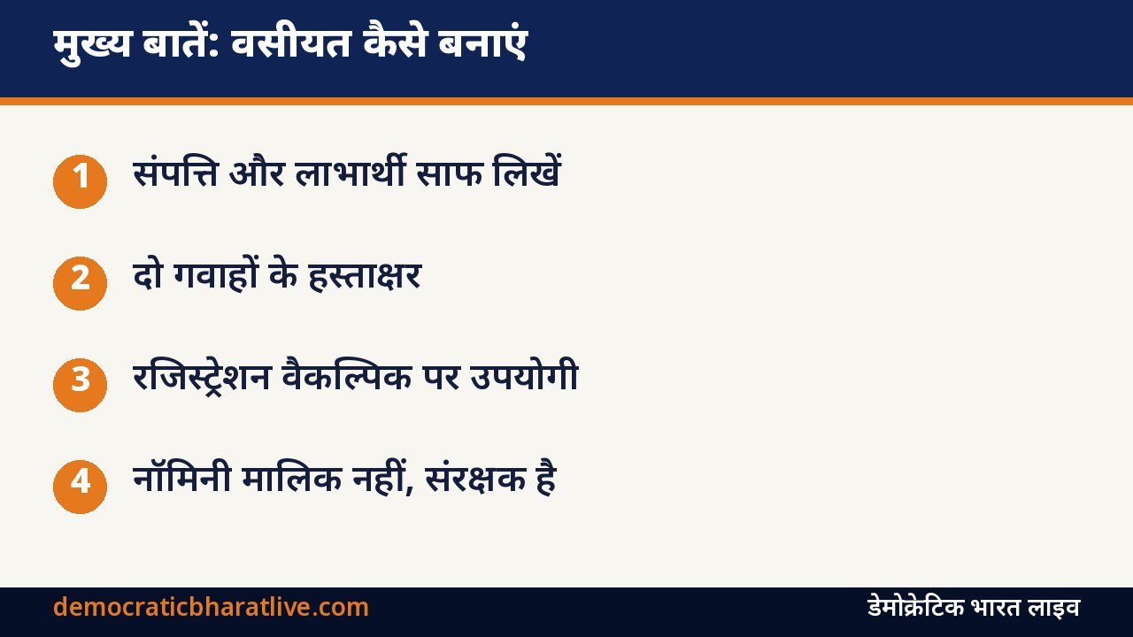 मुख्य बातें: वसीयत बनाने से जुड़ी जरूरी बातें बताने वाला ग्राफिक